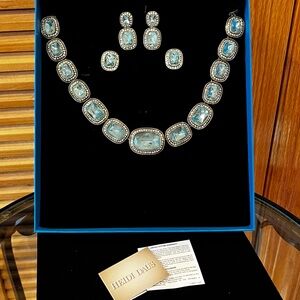 Heidi Daus Ice Blue Crystal Necklace & Earrings Set - NWT 💎❄️